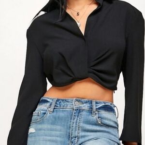 Abercrombie And Fitch Twist Hem Blouse Crop Top